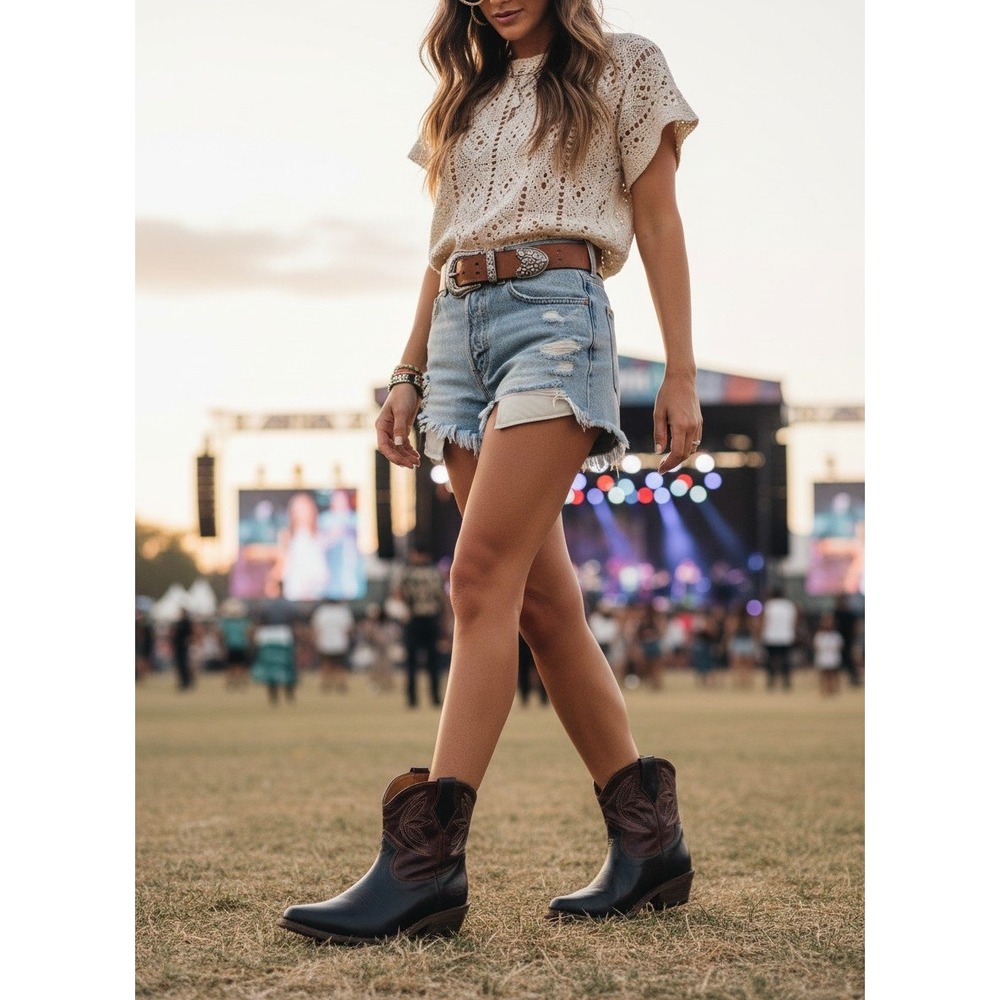 Bed Stu Cobbler Series Western Ankle Boots Womens 6 Black Brown Leather Snip Toe